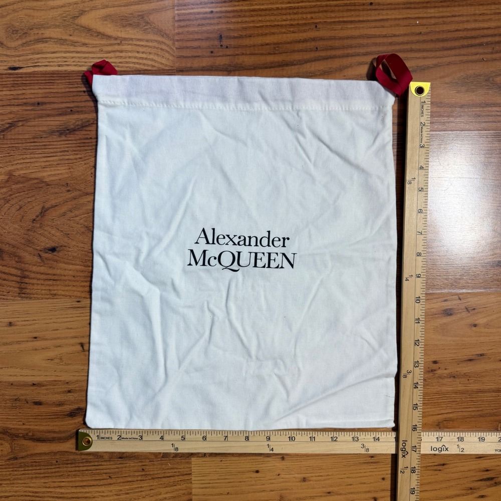 Alexander McQueen White Canvas Logo Dust Bag Red Drawstring 14.5x16.5 Authentic
